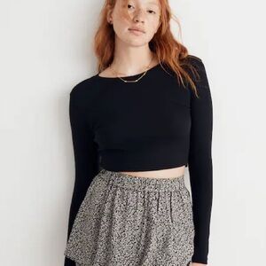 Madewell Fine Ribbed Supercrop Crewneck Long-Sleeve Tee